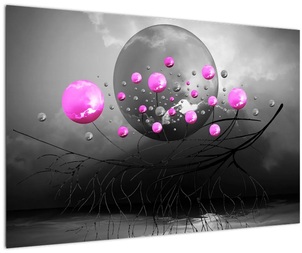 Tabloul cu bile roz (90x60 cm)