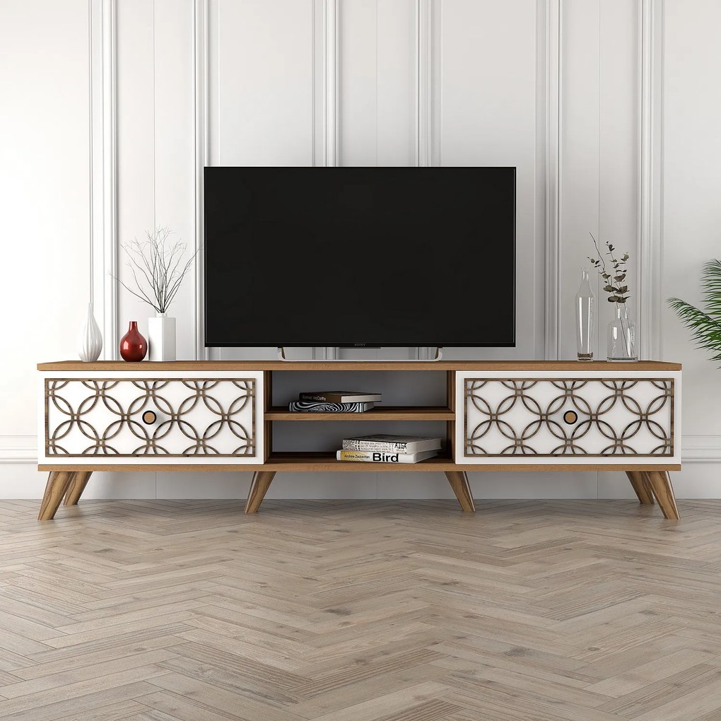 Masă TV/Dulap Clara (Nuc + Alb). 1071852