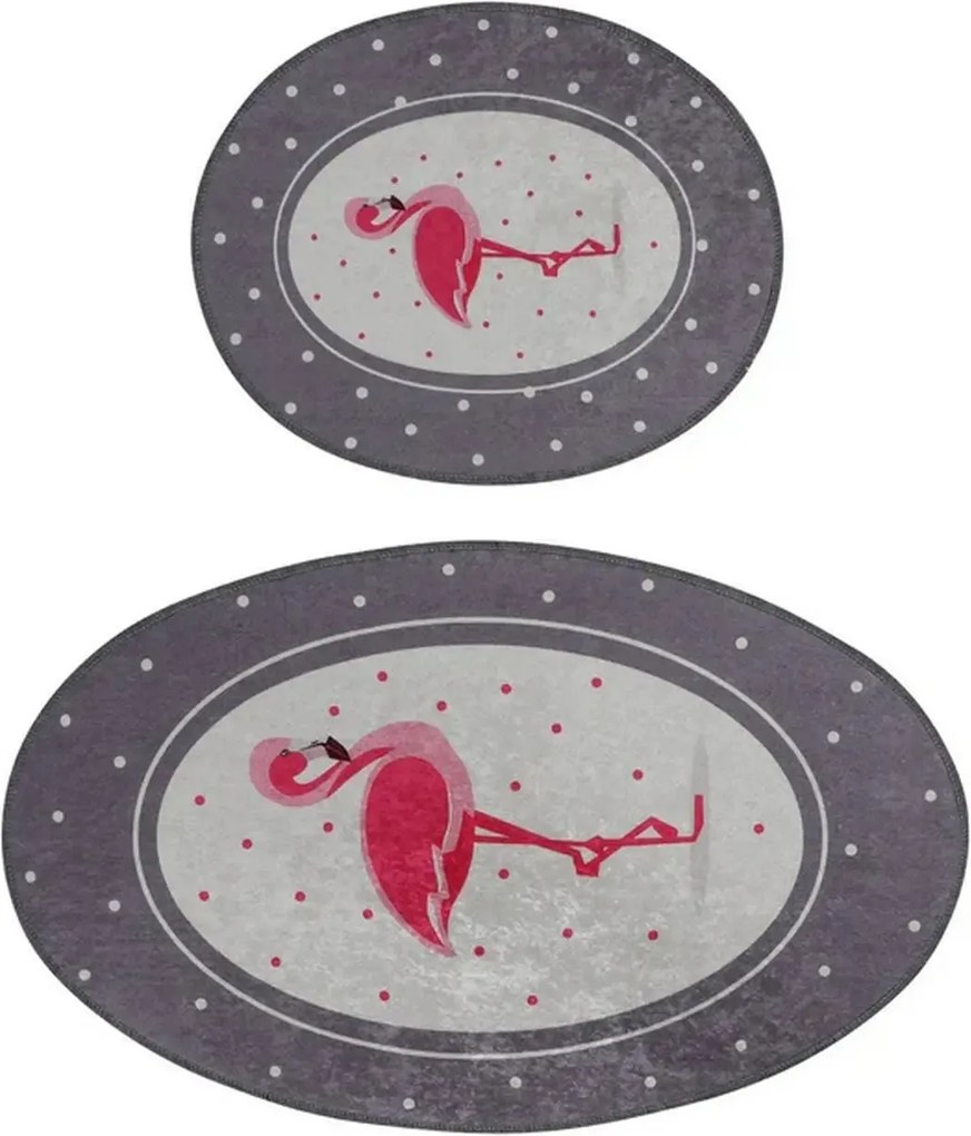 Set 2 covorase baie CHILE FLAMINGO, forma ovala, poliester, multicolor