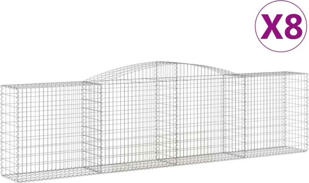 vidaXL Coșuri gabion arcuite 8 buc, 400x50x100/120 cm fier galvanizat