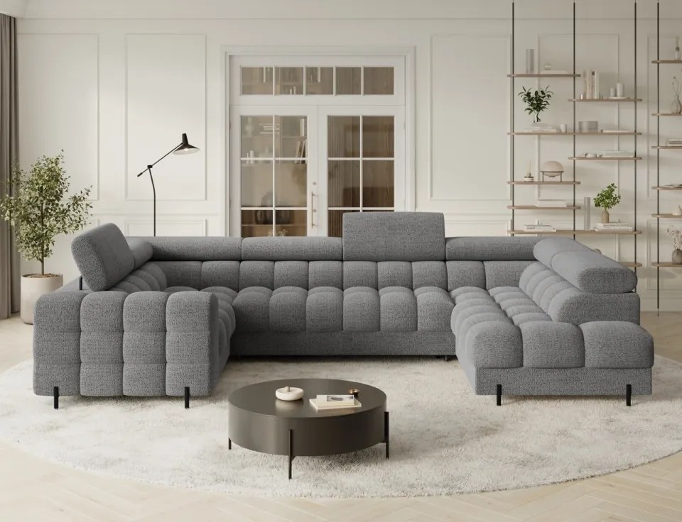 Colțar extensibil, cu spatiu pentru depozitare, 346x205x93 cm, Fectory RT, Eltap (Culoare: Bej / Royal 20)