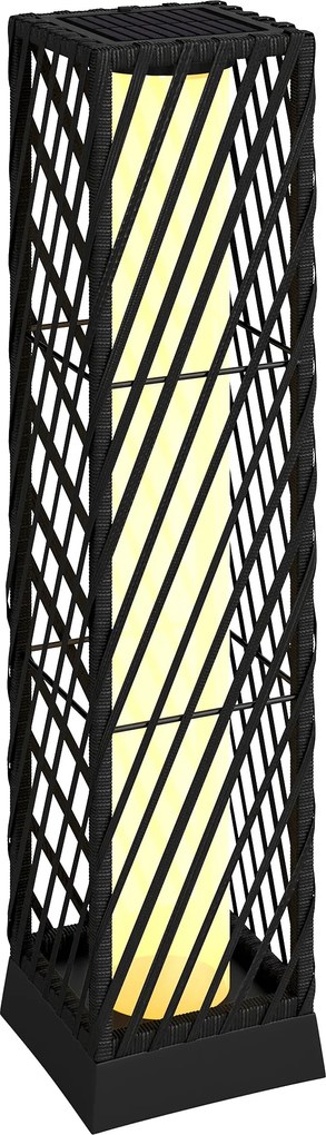 Outsunny Felinar de grădină din ratan Felinar solar exterior cu LED-uri Pornire și Oprire Automată Impermeabil IP44 Negru | Aosom Romania