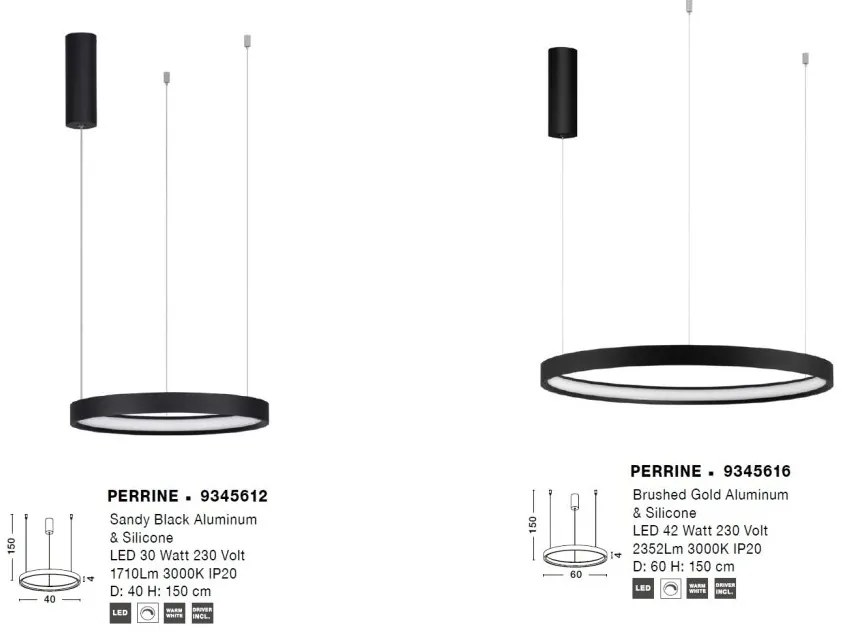 Lustra LED suspendata design modern circular PERRINE D-40cm neagra