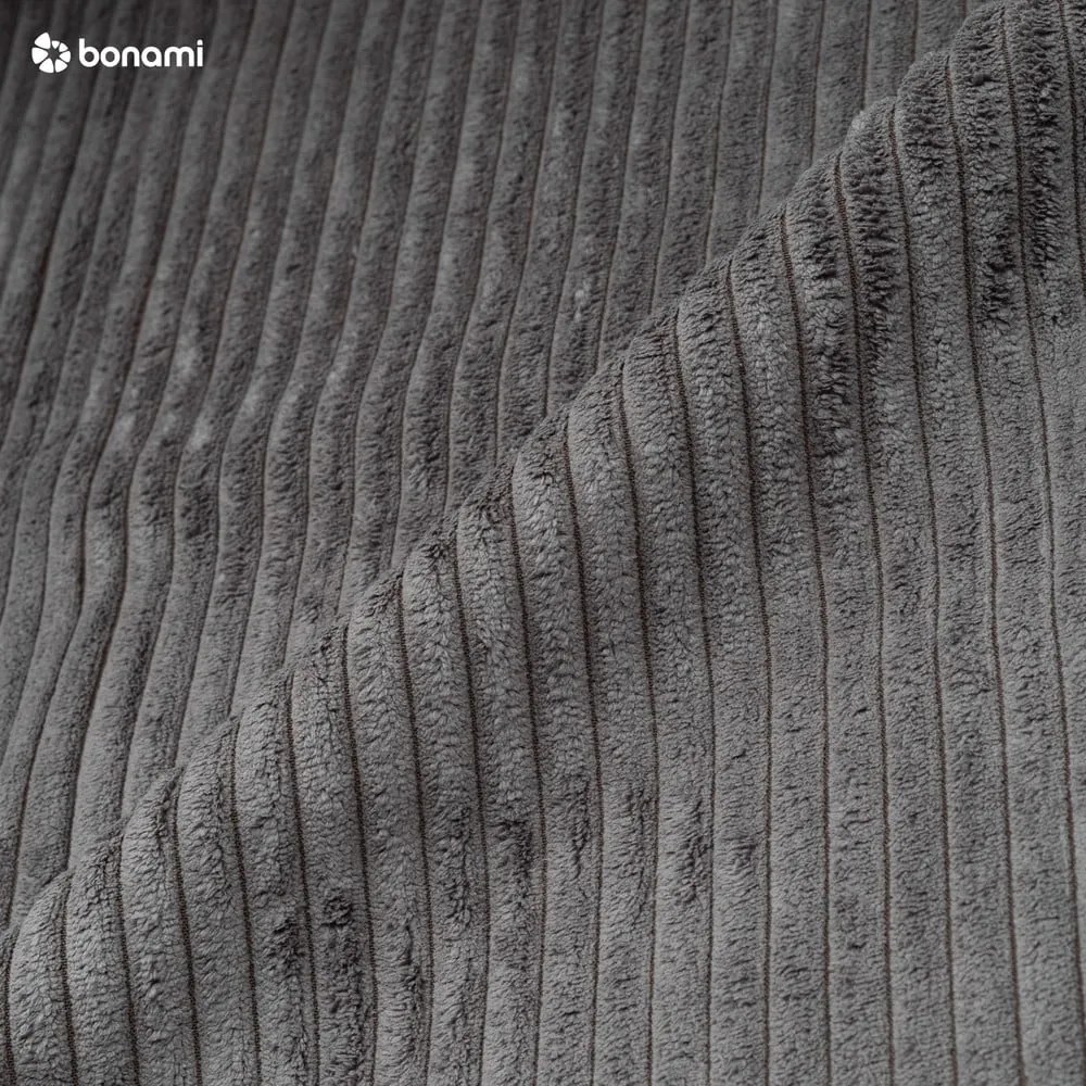 Canapea gri închis extensibilă cu tapițerie din catifea reiată 245 cm Nihad – Bobochic Paris