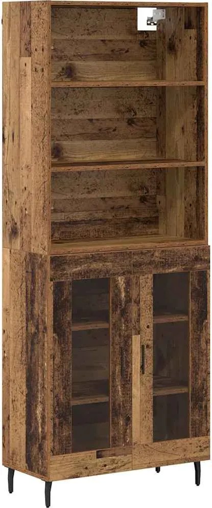 vidaXL Bufet Lemn Vechi 69,5 x 34 x 180 cm Lemn Stratificat și Sticlă