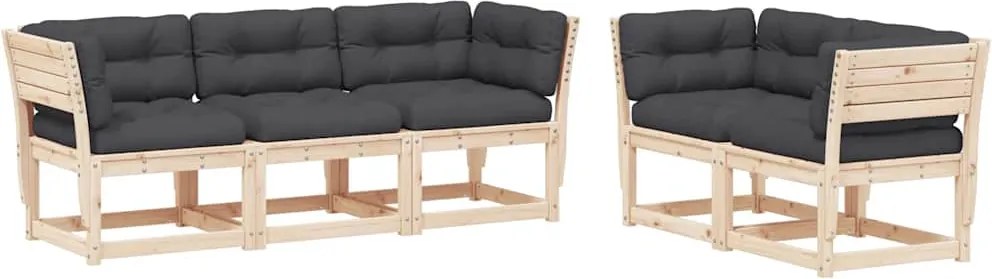 vidaXL Set canapele de grădină cu perne, 5 piese, lemn masiv de pin