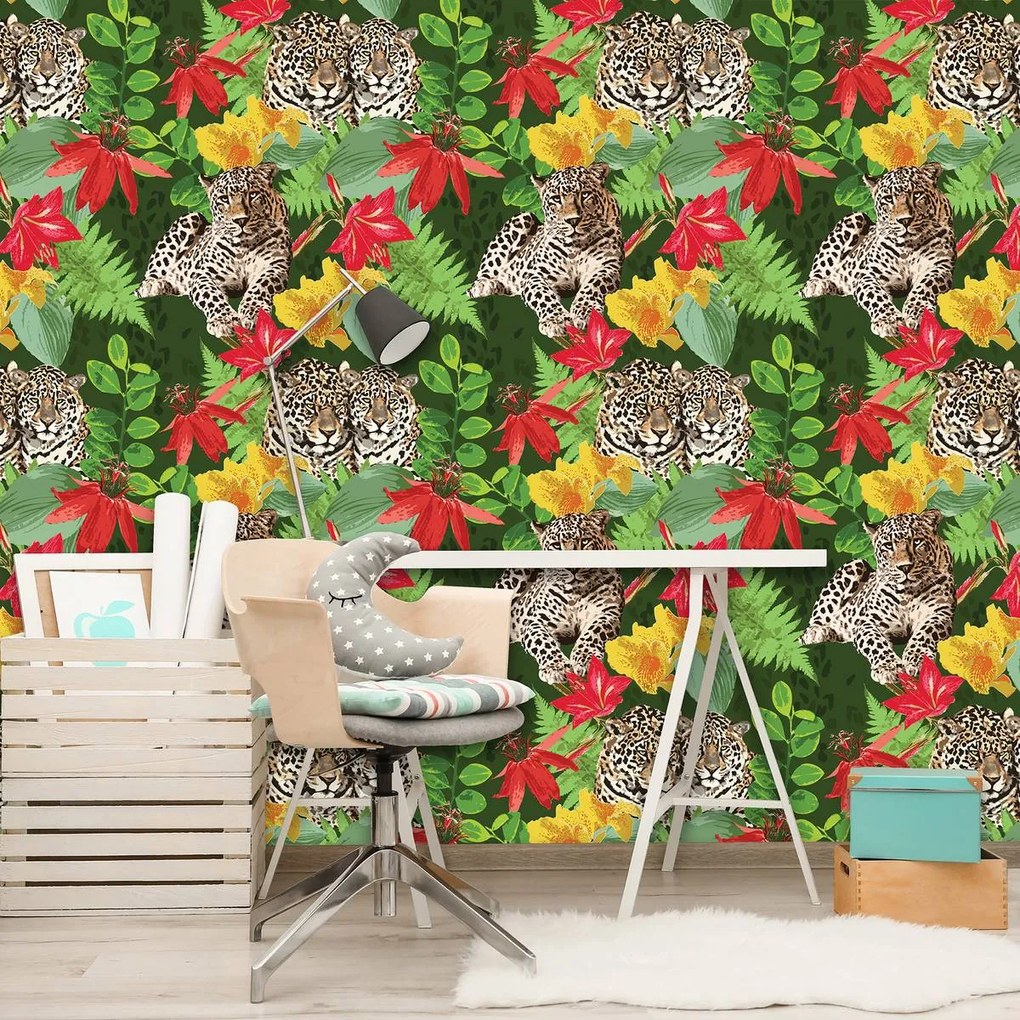Fototapet - Leopard în junglă (152,5x104 cm)