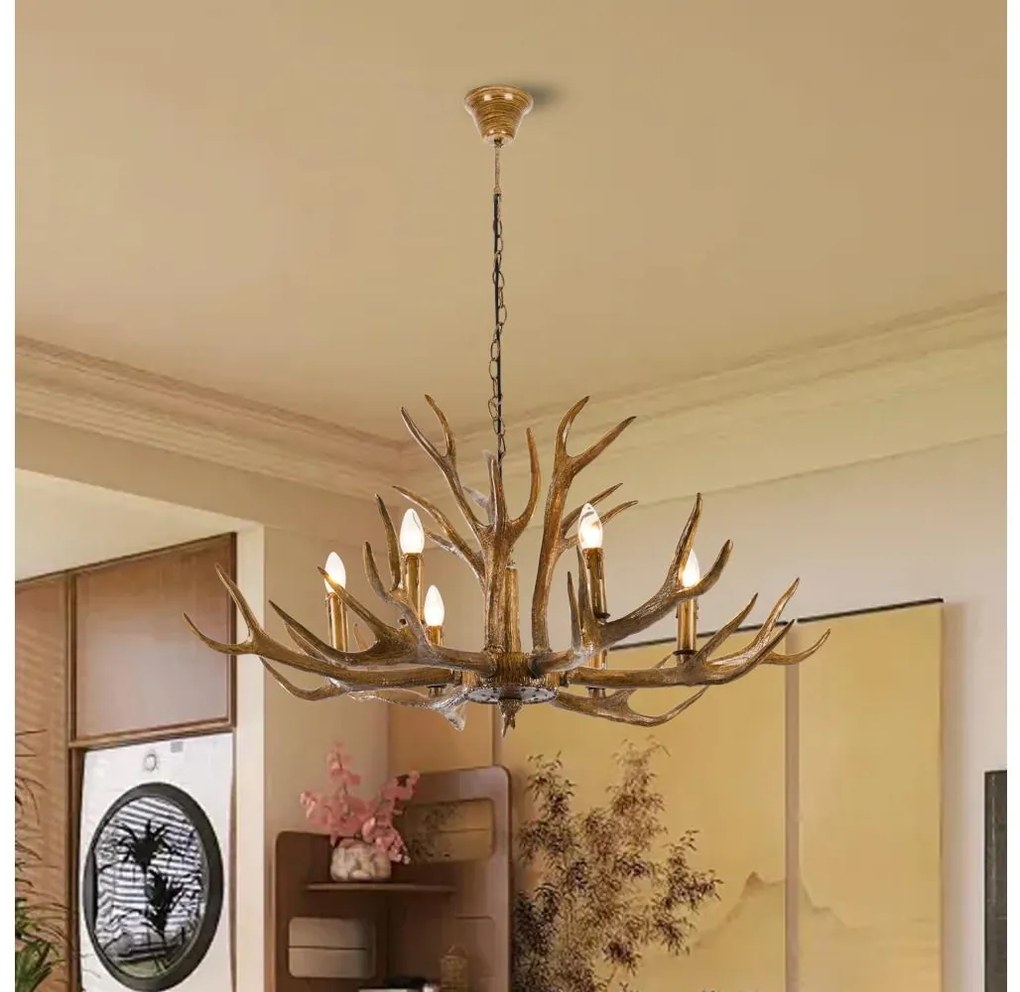 Brilagi - Candelabru cu lanț DEER 6xE14/10W/230V Ø 102 cm