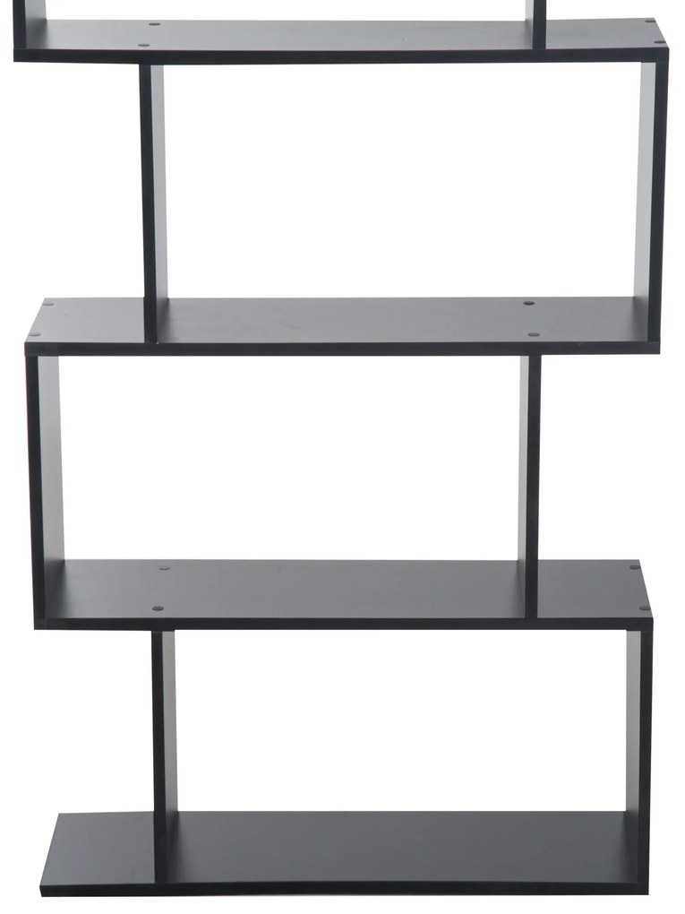 Homcom Librarie Design Modern in Lemn cu 6 Rafturi, Negru, 80x23x192cm