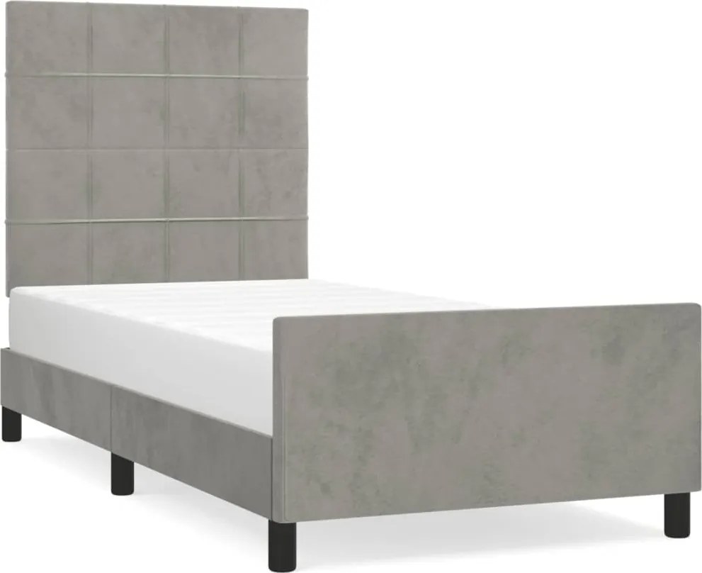 vidaXL Cadru de pat fără saltea, gri deschis, 90x190 cm, catifea