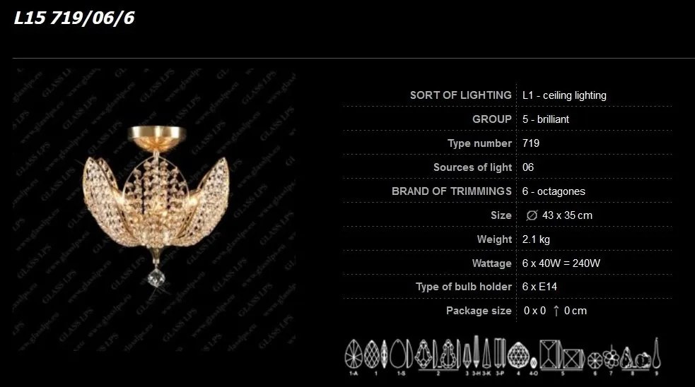 Plafonier cristal Bohemia L15 719/06/6