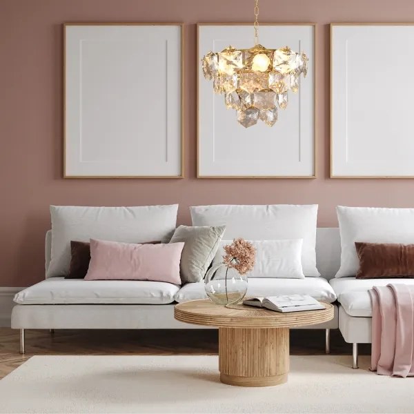 Lustră pe lanț DIANA 6xE14/40W/230V aurie