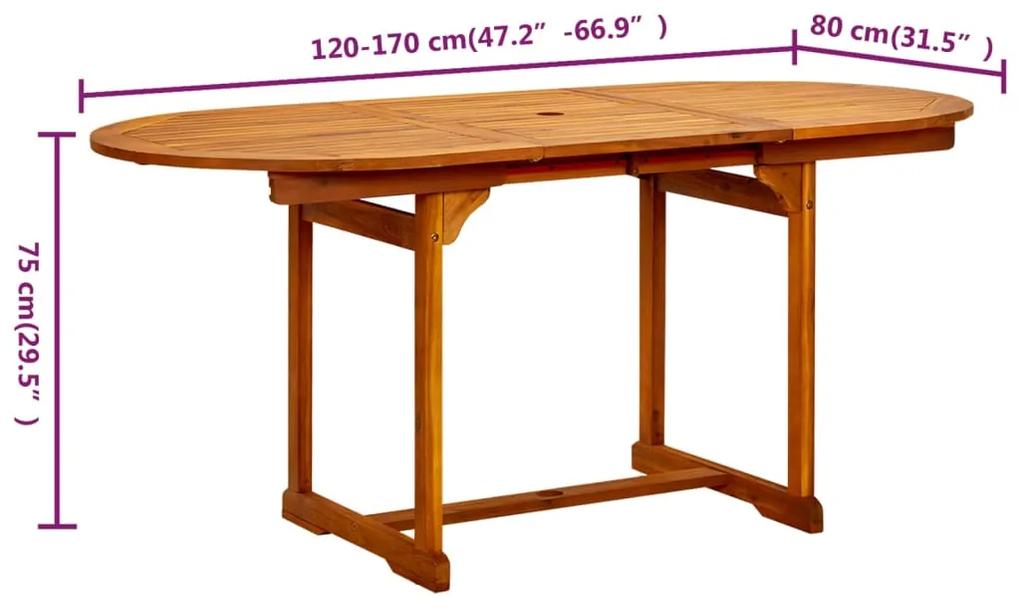 Masa de gradina, (120-170)x80x75 cm, lemn masiv de acacia 1, Dreptunghiular, 170 x 80 x 75 cm