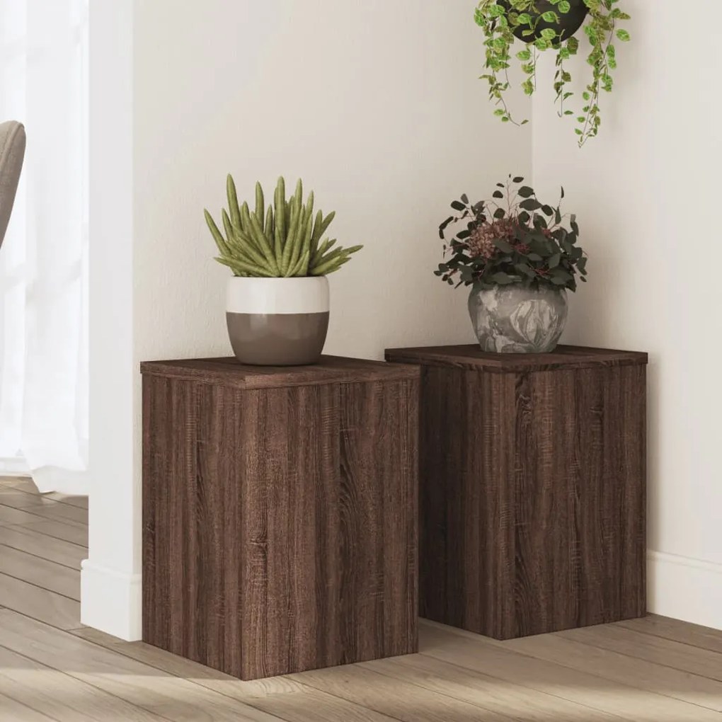 vidaXL Suporturi de plante 2 buc. stejar maro 25x25x35cm lemn compozit