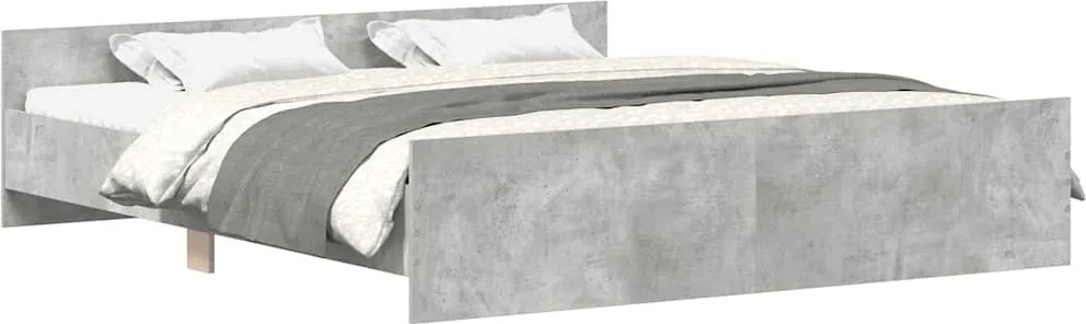 vidaXL Cadru de pat cu tăblie la cap/picioare, gri beton, 180x200 cm
