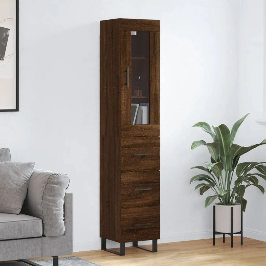3199264 vidaXL Dulap înalt, stejar maro, 34,5x34x180 cm, lemn prelucrat