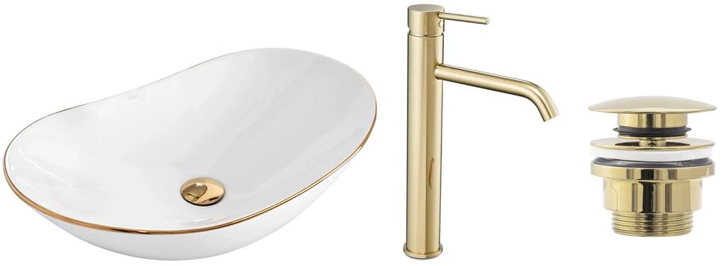 Set lavoar Royal gold edge + baterie inalta Lungo gold + dop universal gold
