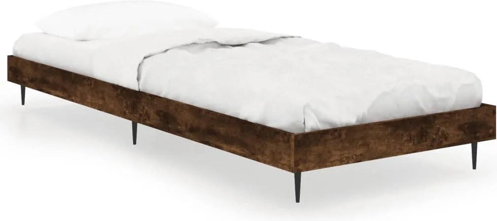 vidaXL Cadru pat fără saltea, stejar fumuriu 75x190 cm lemn prelucrat