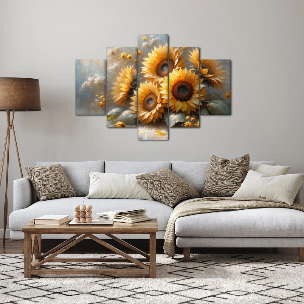 Tablou - Pictură cu floarea-soarelui (150x105 cm)