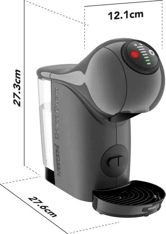 Espressor Krups KP243B10 NDG GENIO S ANTHRACITE, 1500 W, 15 bar, 0,8 l, Compatibil cu capsulele NESCAFÉ® Dolce Gusto®, LED, Functie XL, Gri/Antracit