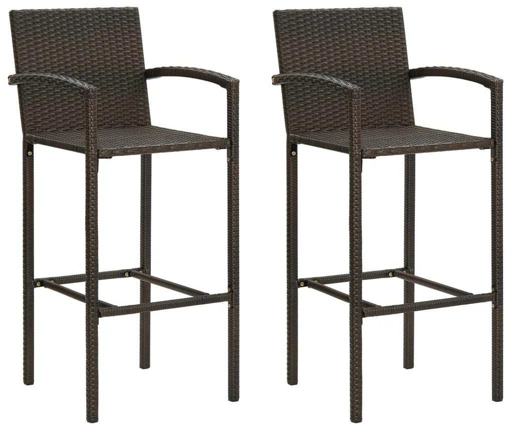 vidaXL Scaune de bar, 2 buc., maro, poliratan