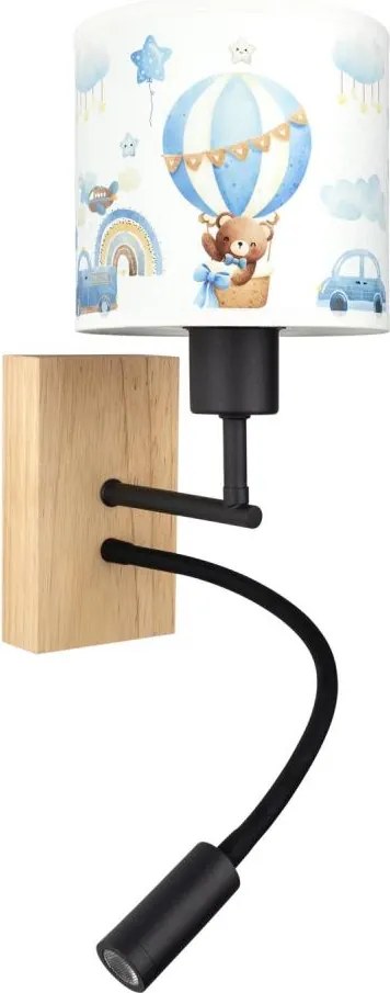 Brilagi-LED Flex. lampă BOBO WOOD 1xE27/25W/230V + LED/3W stejar/negru/alb/albastru/miere