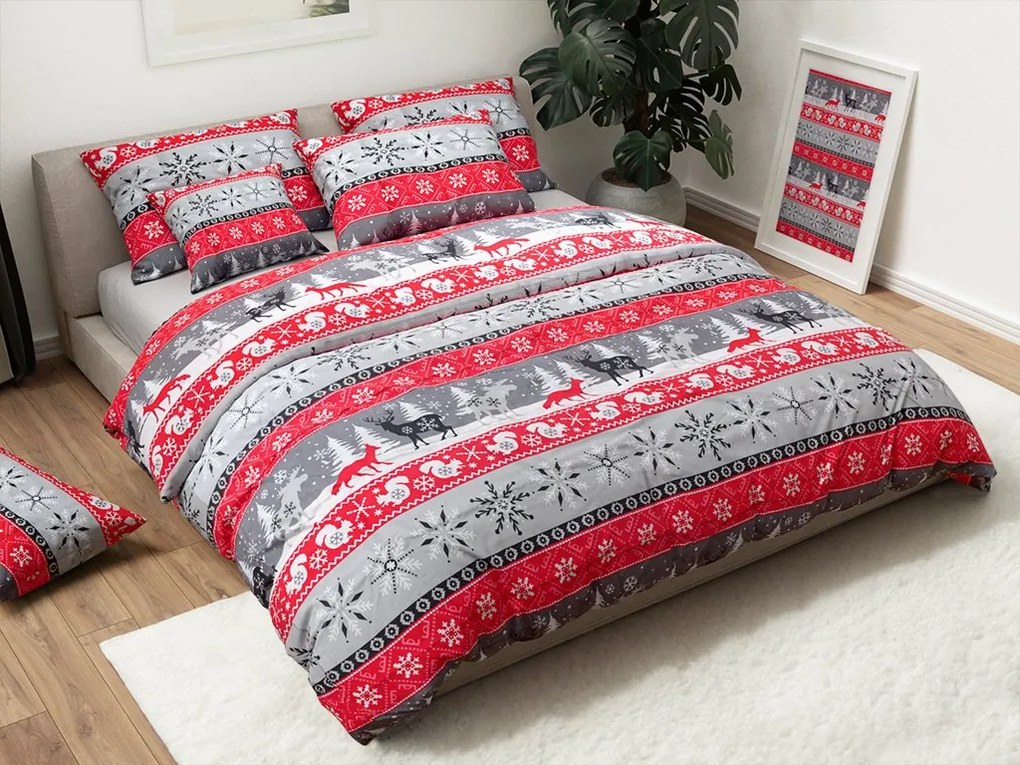 Lenjerie de pat din microfibra de flanel SNOWY FOREST gri Dimensiune lenjerie de pat: 2 buc 70 x 90 cm | 200 x 220 cm