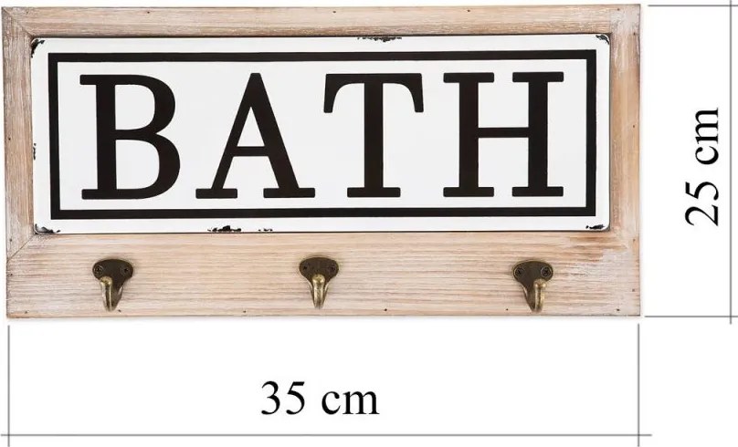 Cuier pentru prosoape cu 3 agatatori Bath Homs 35 x 25 cm, maro rustik