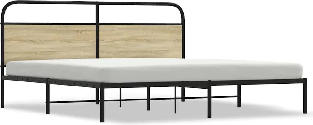 vidaXL Cadru de pat metalic fără saltea, stejar sonoma, 180x200 cm