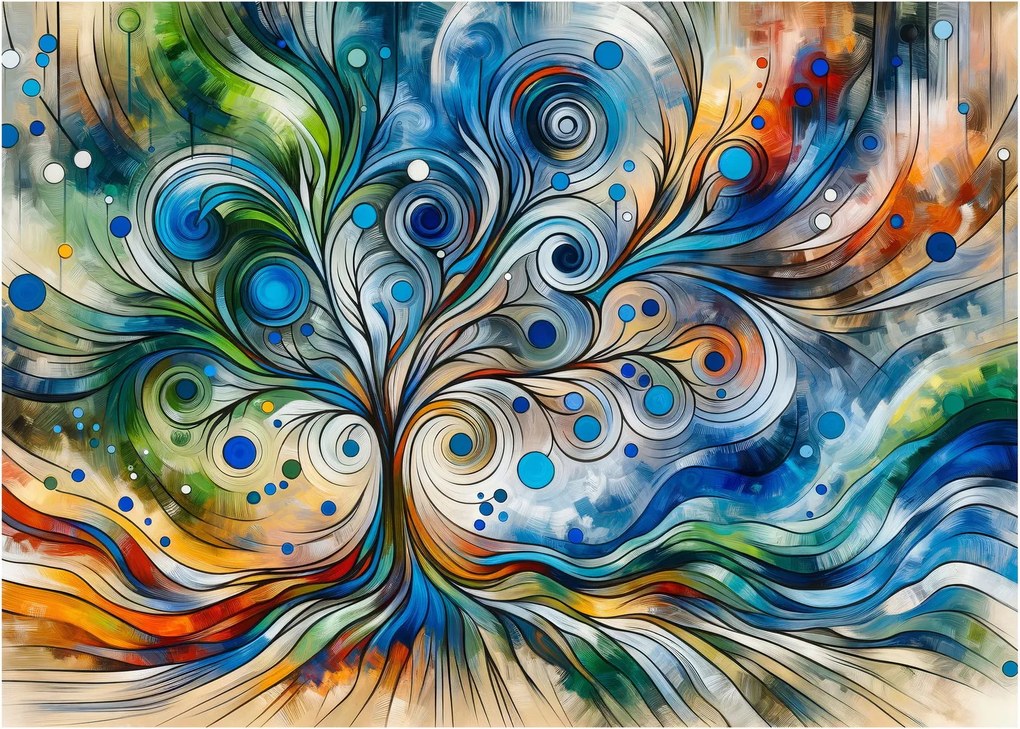 Tablou pe sticlă – Arbore energetic colorat (70x50 cm)