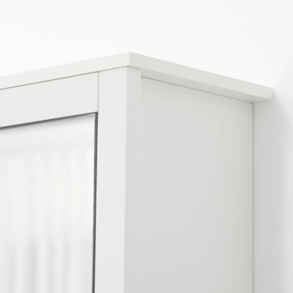 HOMCOM Armoire de baie cu oglinda, armoire montata, 2 usi cu oglinda, raft de depozitare, 80L x 20P x 65H cm, alb | Aosom Romania