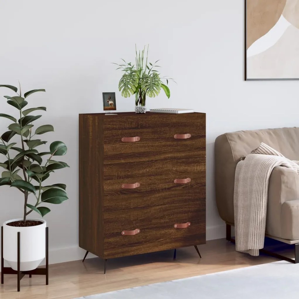 827827 vidaXL Comodă cu sertare, stejar maro, 69,5x34x90 cm, lemn prelucrat
