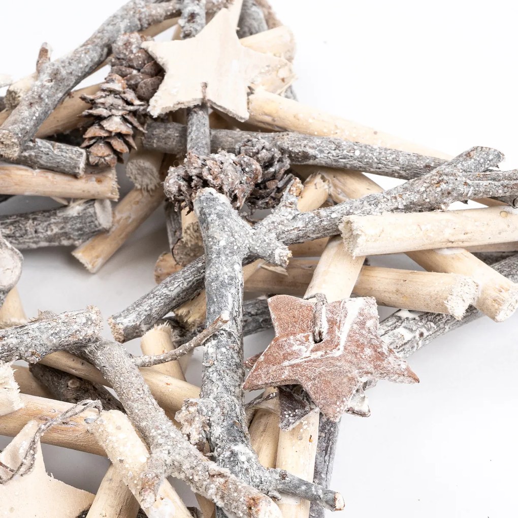 Stea de Crăciun din lemn Whitewood, 25 cm