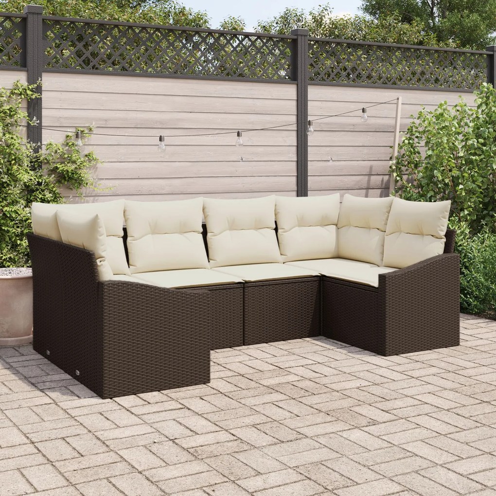 vidaXL Set de canapele pentru grădină 6 pcs Maro Rattan poli