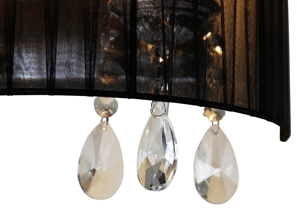 Aplică clasică crom cu abajur negru - Ann-Kathrin 2