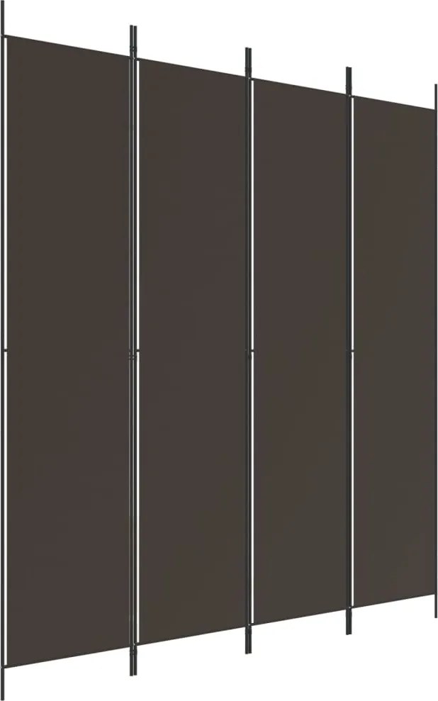 vidaXL Paravan de cameră cu 4 panouri, maro, 200x220 cm, textil
