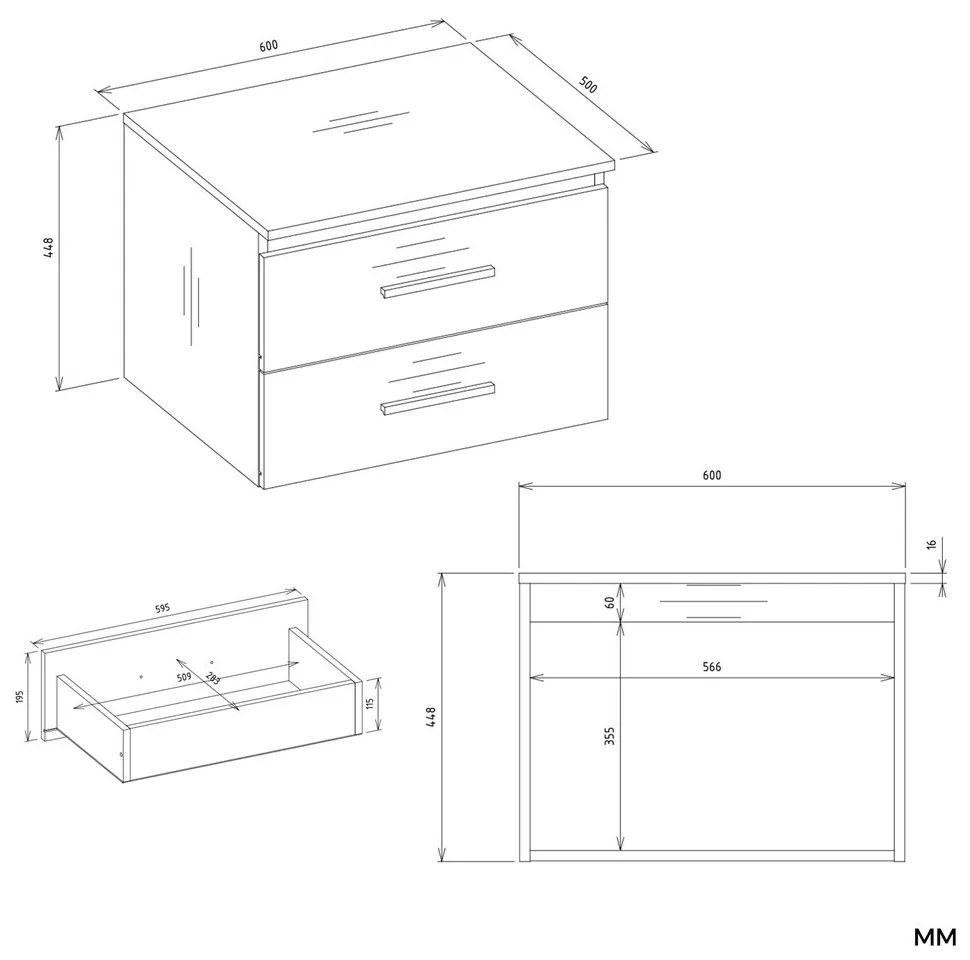 Dulap sub lavoar Neltossa 1 60 (alb). 1133031