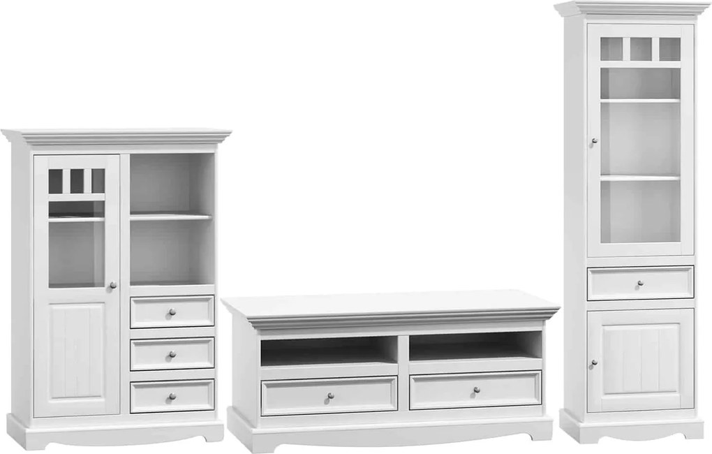 Set lemn masiv alb Living Linea 261 cm