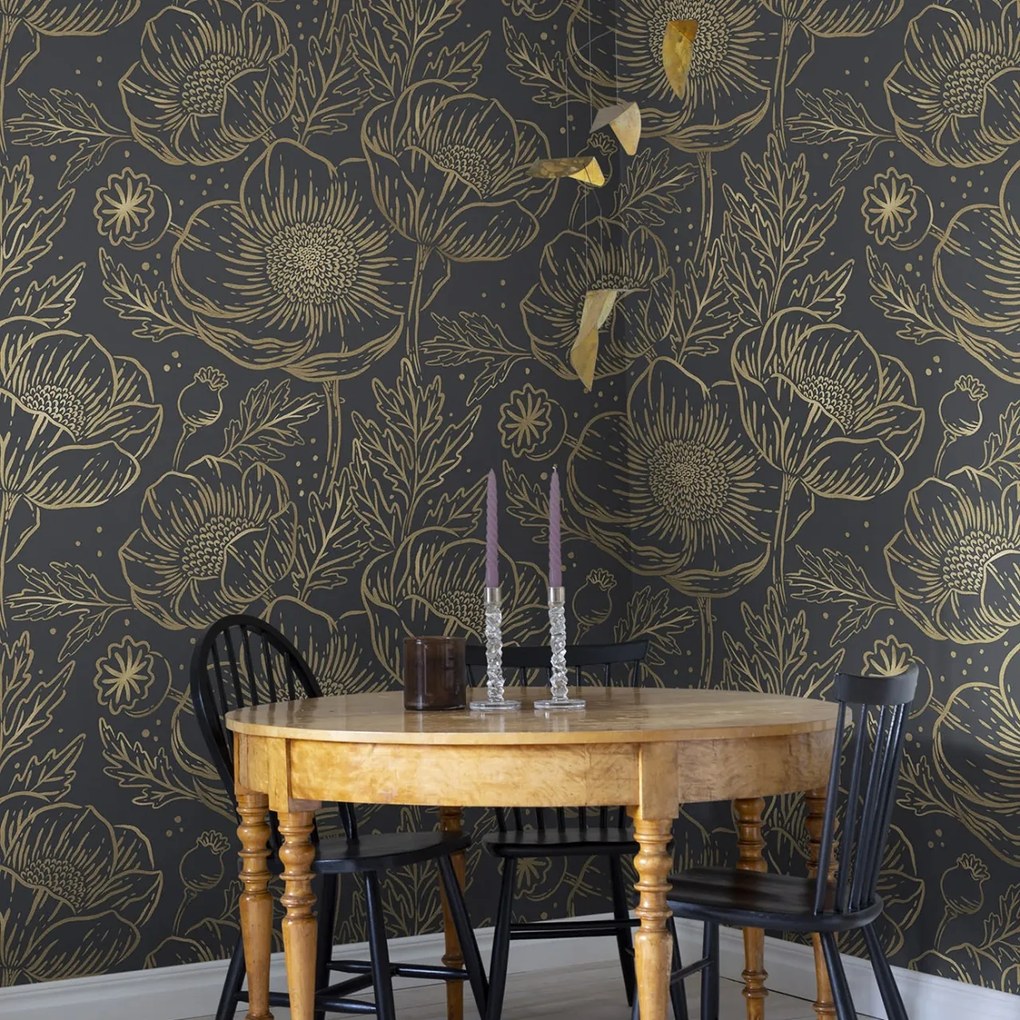 Fototapet, Golden Poppy, Midnight, Rebel Walls