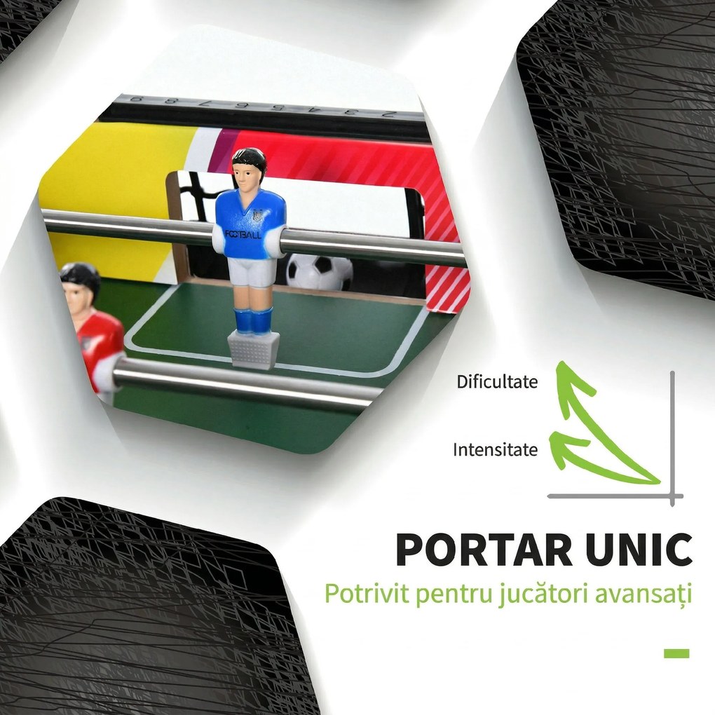 HOMCOM Masă de Fotbal cu 2 Panouri de Scor, din Lemn, Oțel Inoxidabil și Plastic, 86.5x43.5x63 cm, Multicolor | Aosom Romania