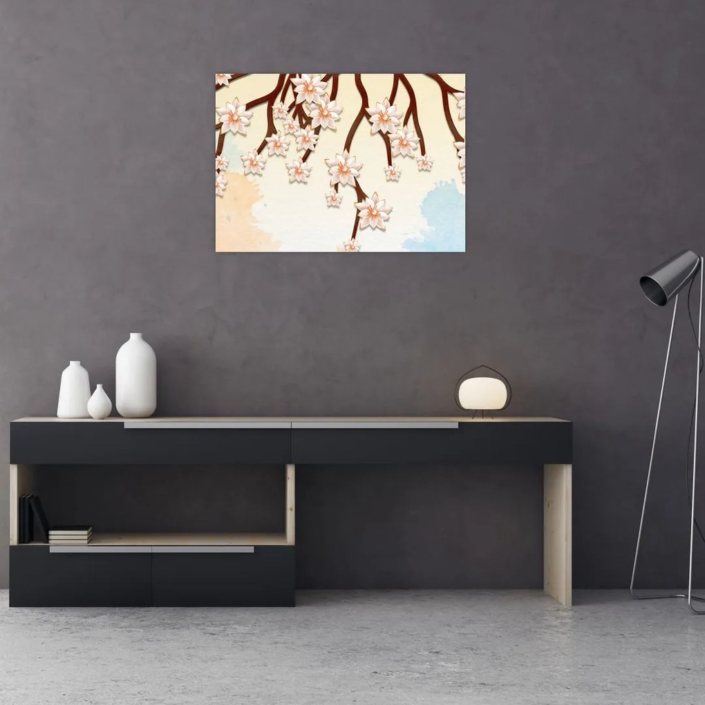 Tablou - Flori colorate pe ramuri (70x50 cm)