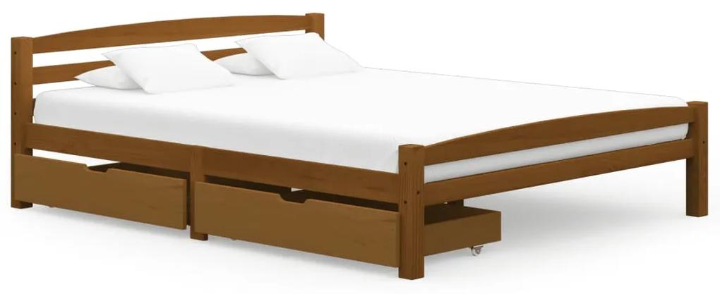 3060577 vidaXL Cadru de pat cu 2 sertare maro miere 160x200 cm lemn masiv pin
