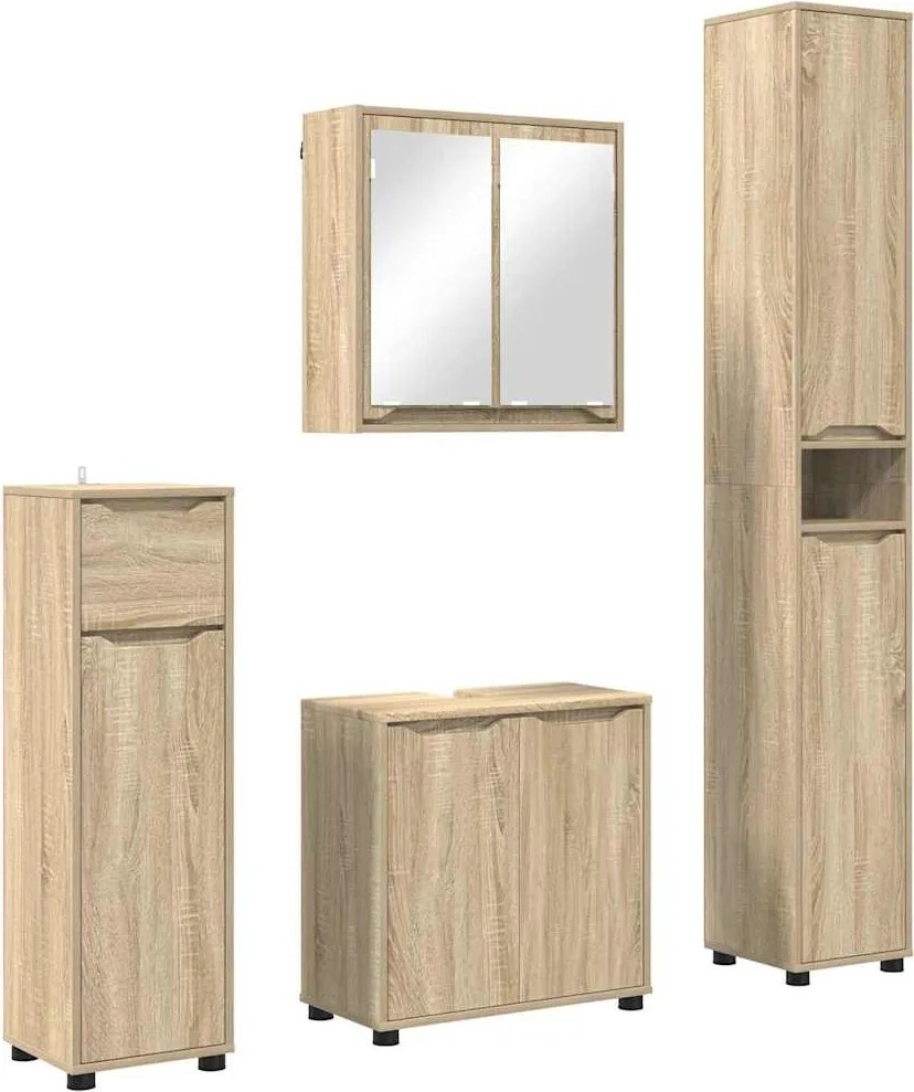 vidaXL Set de mobilier pentru baie 4 pcs Stejar Sonoma Lemn compozit