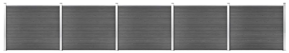 vidaXL Set panouri gard, 872x146 cm, negru, WPC