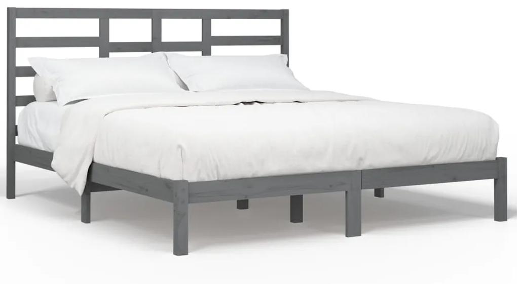 3105817 vidaXL Cadru de pat, gri, 200x200 cm, lemn masiv
