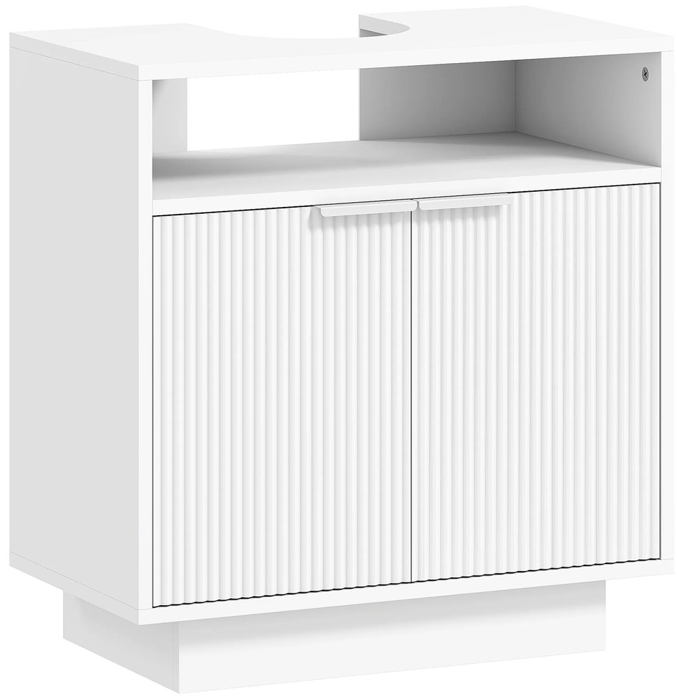 HOMCOM Dulap de Baie Sub Chiuvetă cu Raft Interior Ajustabil Alb | Aosom Romania