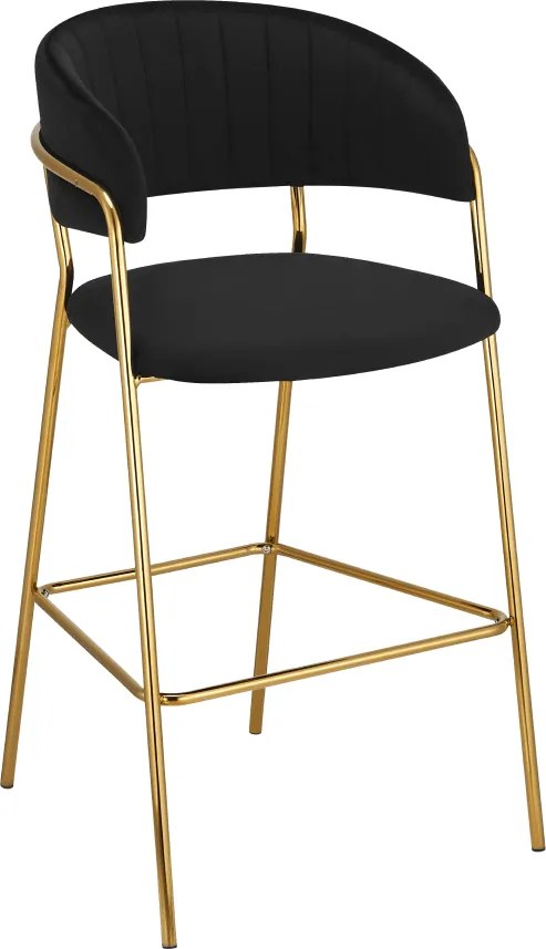 Scaun de bar de design, material catifea neagră/gold crom auriu, DASMIN TIP 2