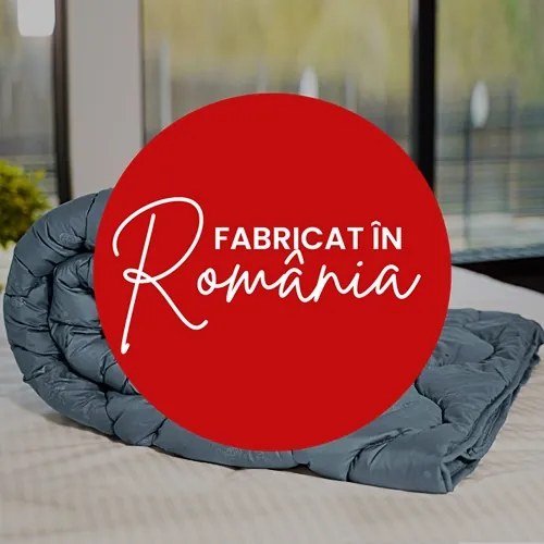 Set pilota iarna, umplutura lana, material policoton, 140x210cm, matlasata, antracit, Pucioasa cu 2 perne, matlasate, antialergice, 50x70cm, albe, Pucioasa