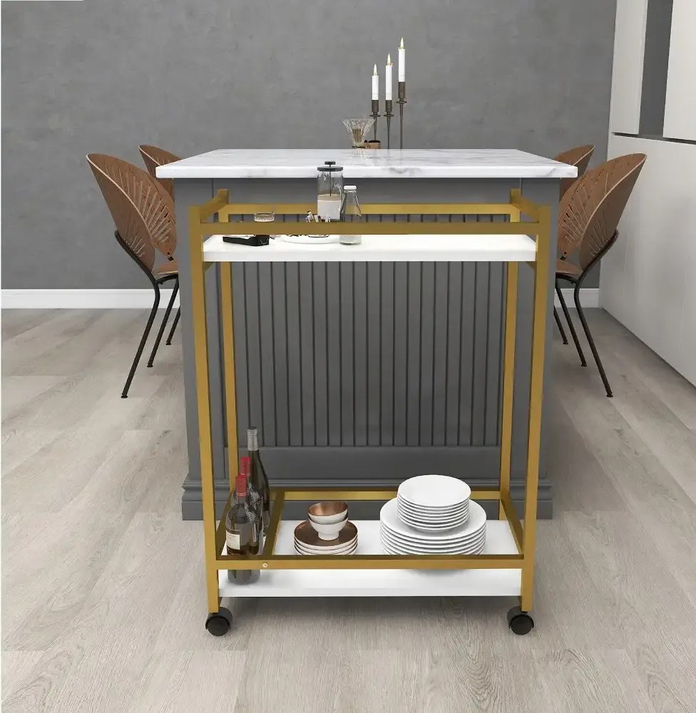 "Măsuță servire cu roti, Clasic, 81cm, alb-airiu"