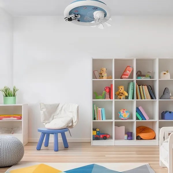 Plafonieră LED dimabilă pentru copii cu ventilator LED/48W/230V 3000/4000/6000K albastru